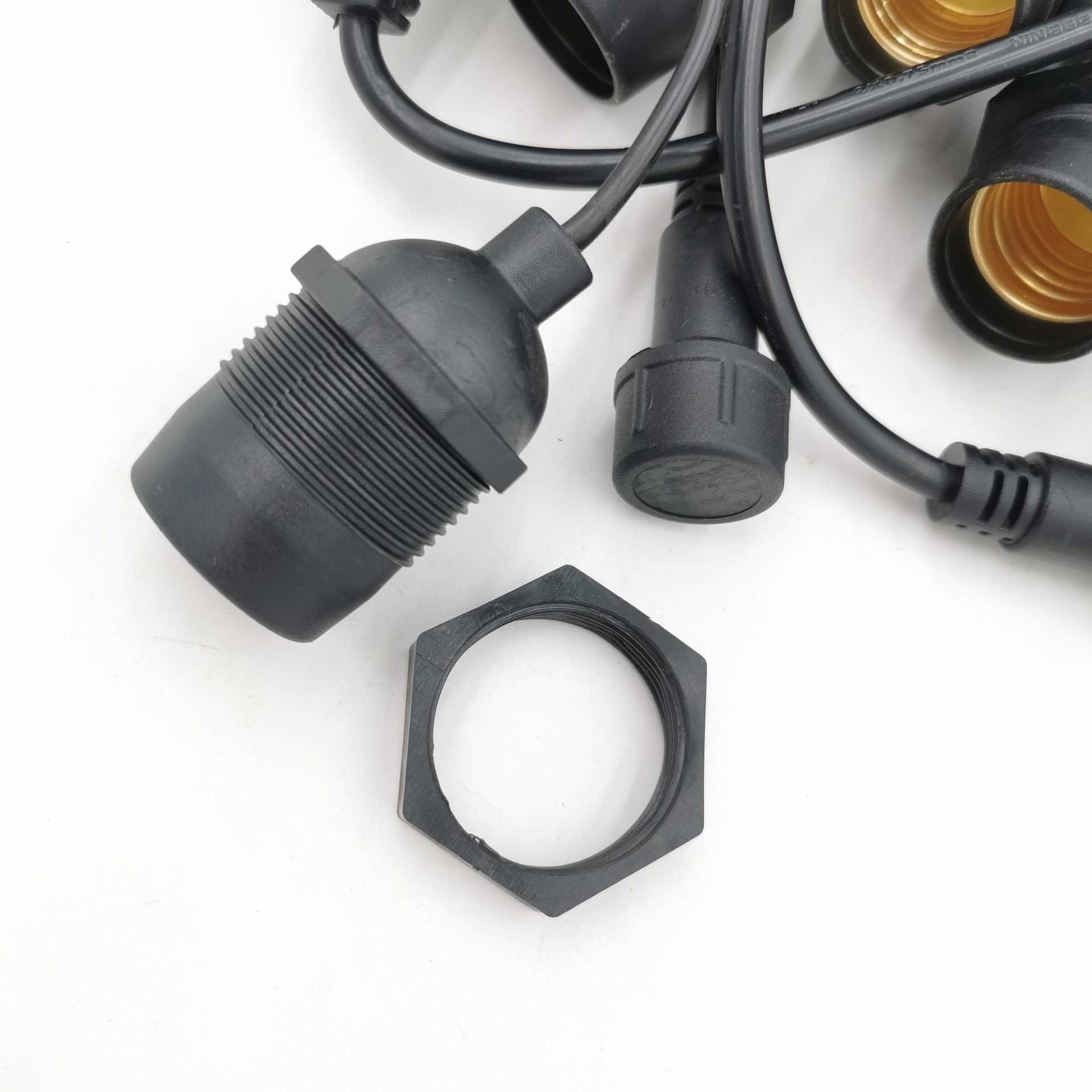 厂家直销户外庭院E27平灯串灯线 线上灯头美规灯防水灯串