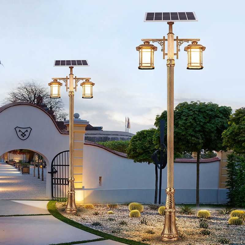 路灯led太阳能超亮庭院3米新农村中式家用220v花园别墅高杆防水灯