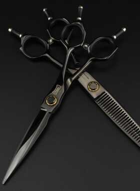 黑色 XMQ-02 高档 豹款美发剪刀理发剪平剪 刘海剪牙剪打薄剪