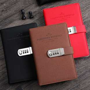 密码锁记事本A5笔记本子文具简约密码本商务带锁日记本加厚360页