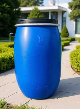 供应山东120升抱箍桶120公斤蓝色卡子桶120L法兰桶包装化工桶HDPE