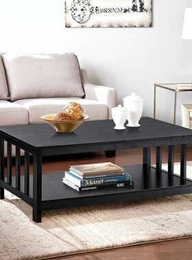 定制亚马逊方形咖啡桌,黑色客厅两层茶几茶桌钢木家具桌子PB MDF