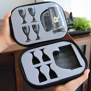 玻璃金箔分酒器白酒家用小酒杯旅行随身壶套装红酒醒酒具礼品订制