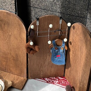 复古矮屏风宠物店卧室阳台马尔济斯实木隔断布景置景拍照整装发货