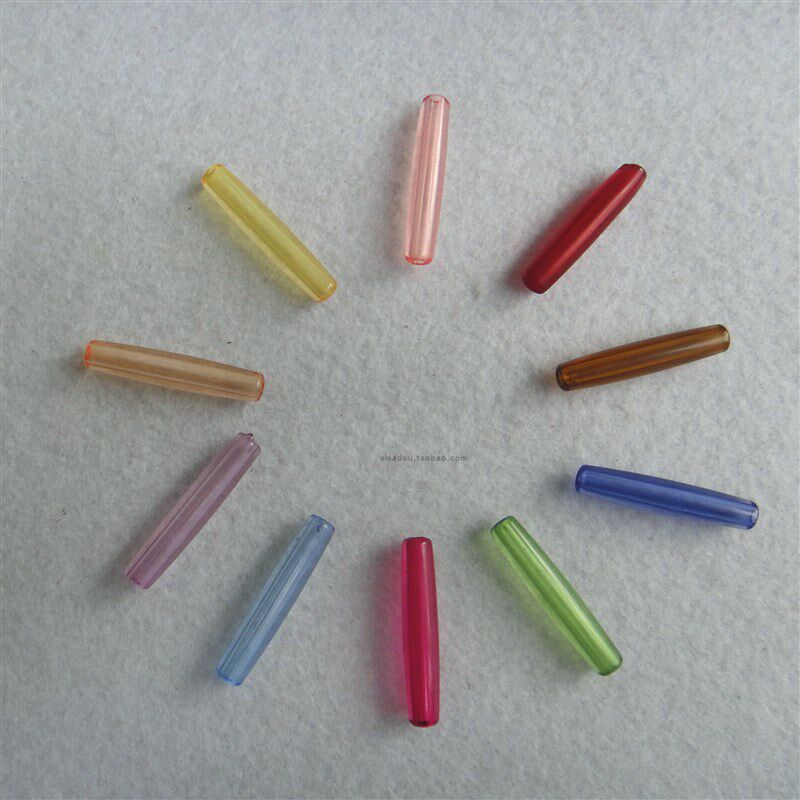 25mm长透明彩色亚克力管珠夏秋季热销串珠包材料DIY散珠长管珠