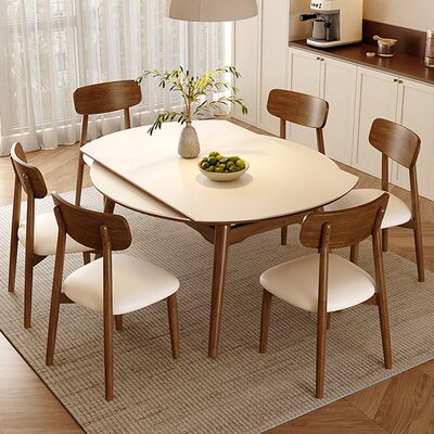 政府补贴馨佰利实木岩板餐桌2025新款家用小户型中古风可伸缩饭桌