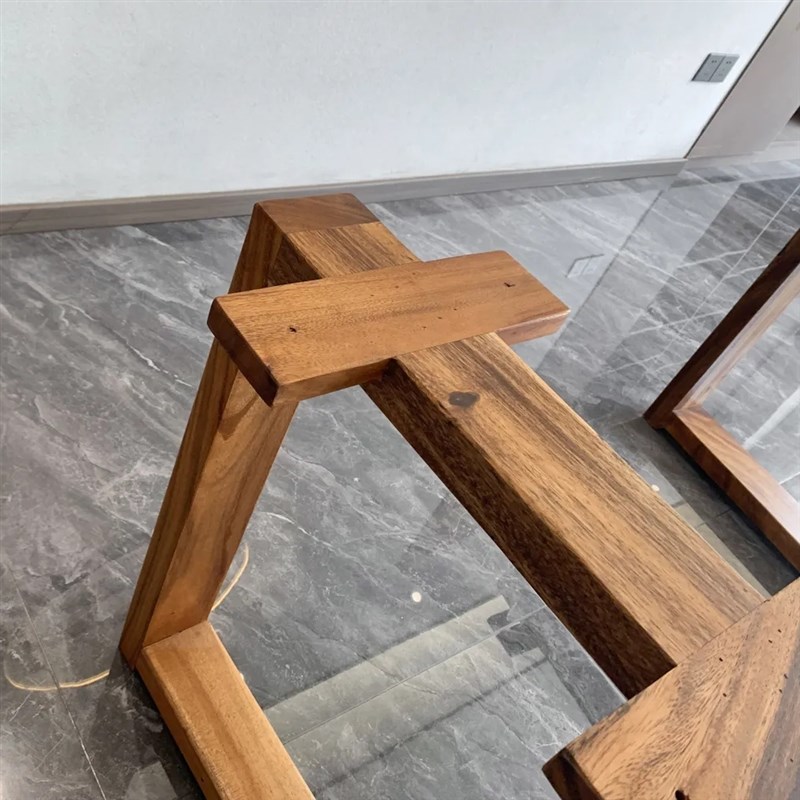 实木脚架胡桃木茶桌茶几脚支架大板桌脚原木口字架餐桌腿螺丝固定