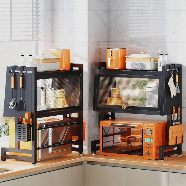 厨房微波炉架台面双层置物架带柜门橱柜烤箱烤炉菜板筷子收纳架子,厨房/烹饪用具,微波炉置物架,淘宝优惠券,粉丝福利购,淘宝优惠卷