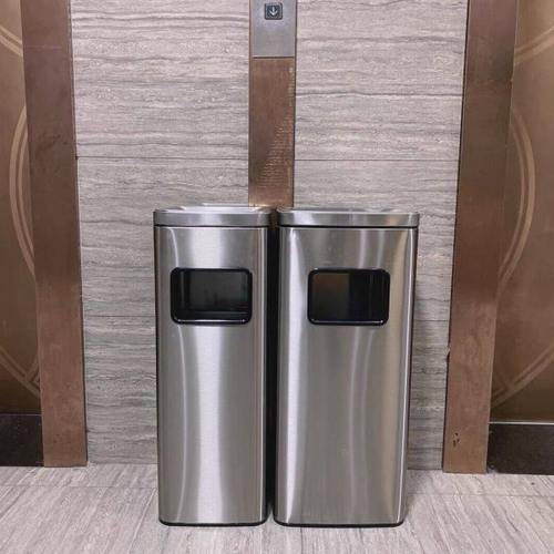 不锈钢垃圾桶卫生间擦手纸无盖直投翻盖侧开商用方形电梯口果皮箱