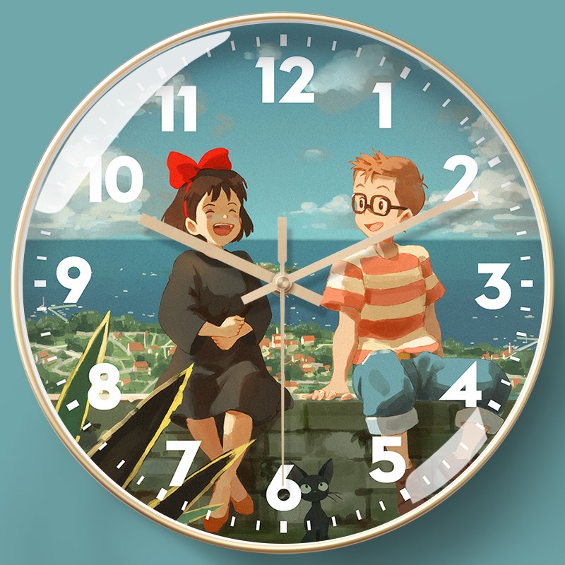 魔女宅急便挂钟宫崎骏时钟表动漫C电波钟自动对时客厅石英钟卧室