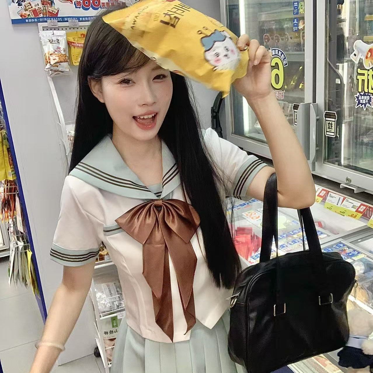 实拍现货 御茶家小巧莓JK收腰水手服套装学院风校供制服百褶裙