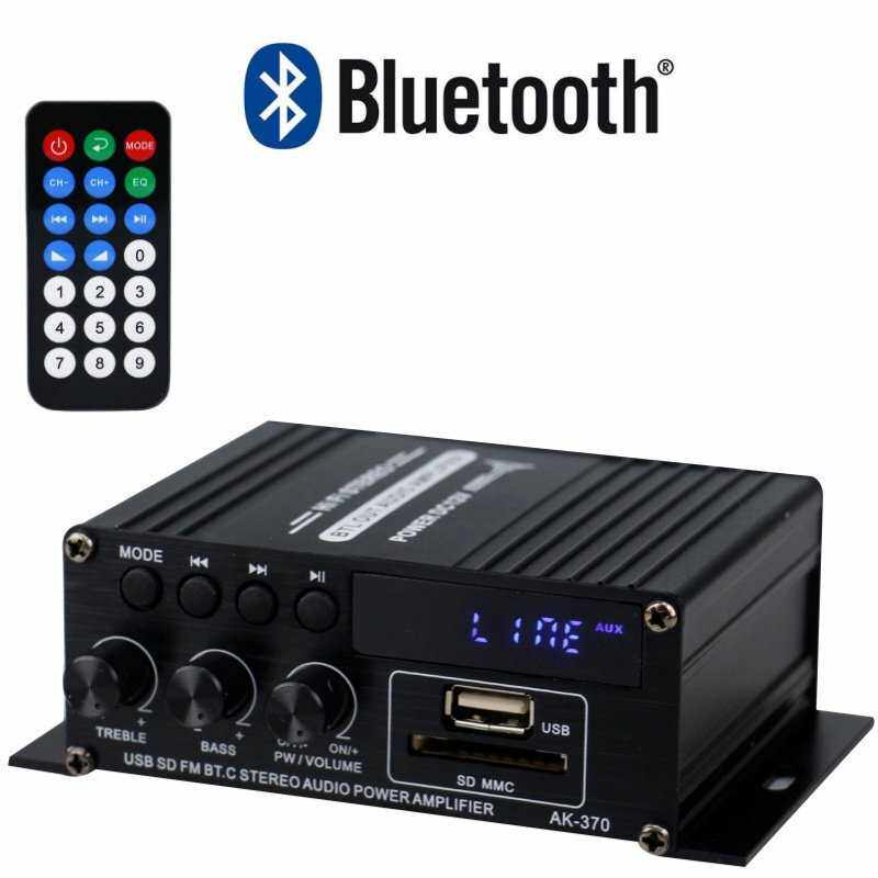 AK370迷你小型功放机家用车载多功能插卡12V蓝牙功放