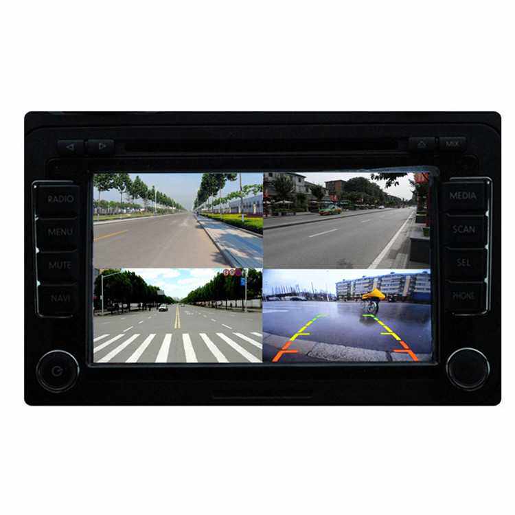 汽车4路车载屏分割器视频同时显示带AV插孔和遥控器倒车倒车专用