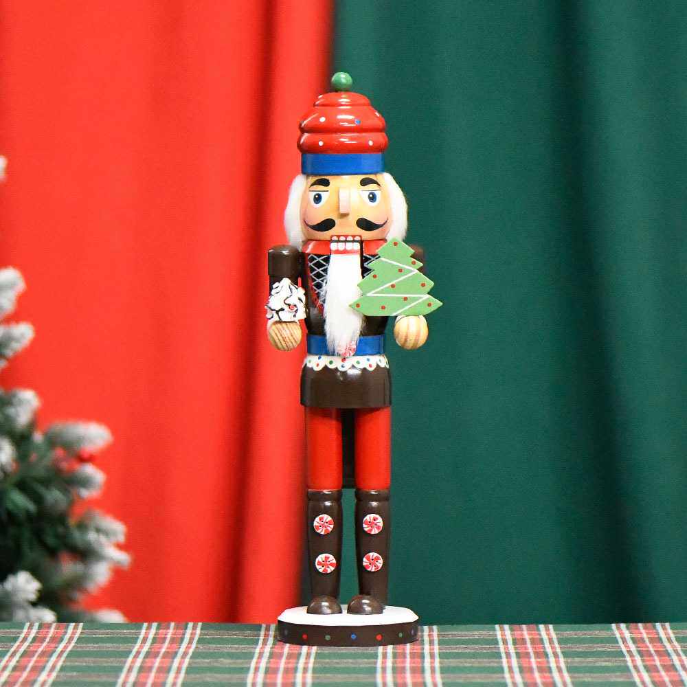 38cm木制15in胡桃人蛋糕胡桃夹子摆件姜饼人跨境现货圣诞树装饰品