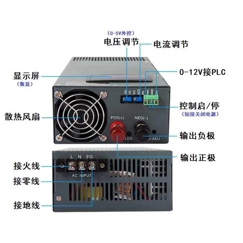 MS-2000-320大功率可调电源AC220V转DC0-320V电压电流双可调 数显