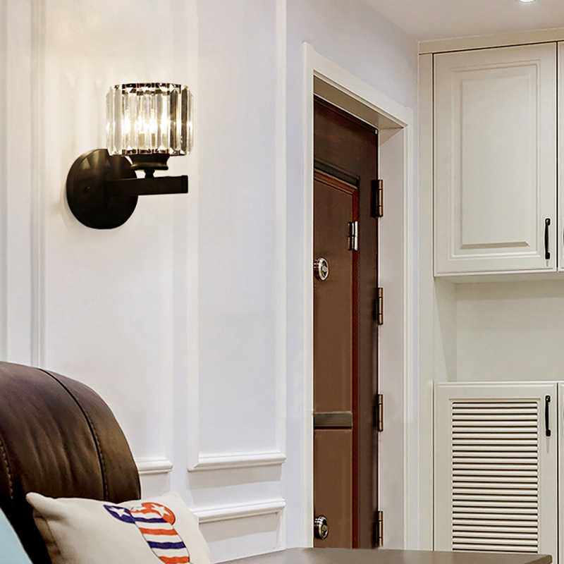 后现代简约轻奢壁灯北欧卧室水晶床头灯奢华客厅电视背景墙过道灯