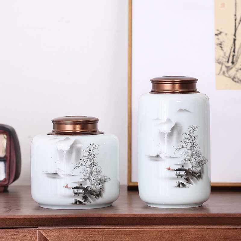 陶瓷茶叶罐密封罐金属盖旋转螺纹储茶罐防潮罐通用红茶绿茶普洱茶,电子元器件市场,其它元器件,淘宝优惠券,粉丝福利购,淘宝优惠卷