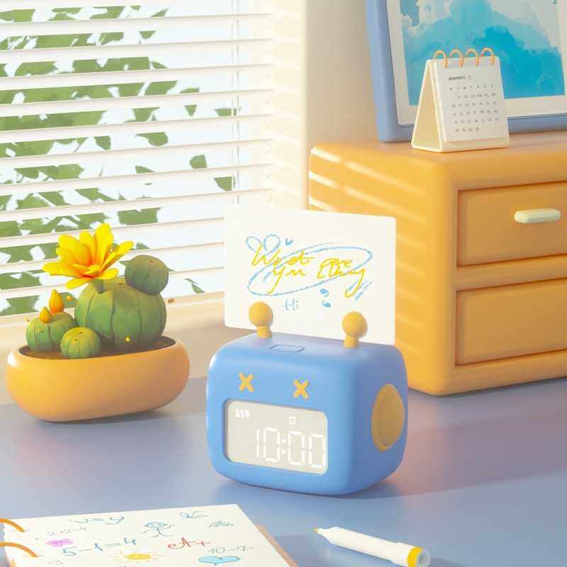 新品机器人咔咔闹钟儿童学生闹钟多功能时间管理小程序闹钟计时器