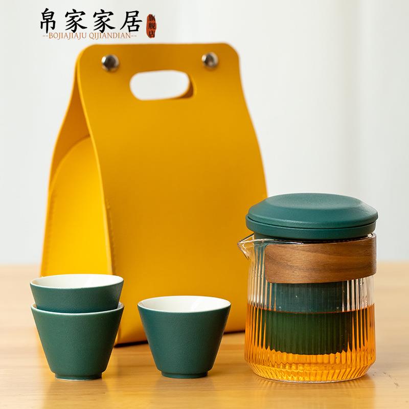 陶瓷快客杯一壶三杯旅行茶具套装便携全套工厂直供可印logo