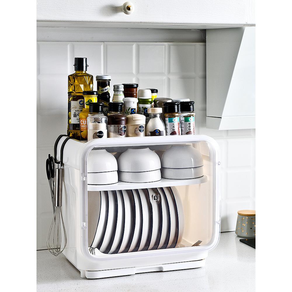 厨房碗架碗筷收纳盒塑料装餐盘箱沥水置物架家用台面放碗碟柜