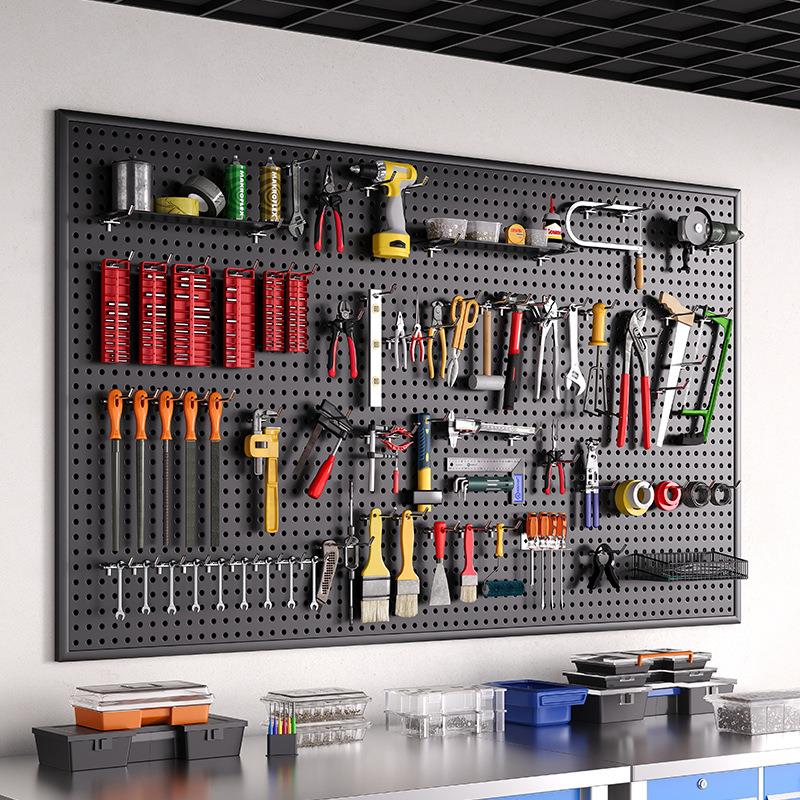 工具墙洞洞板挂板收纳架子墙上置物架冲孔板五金不锈钢整理架