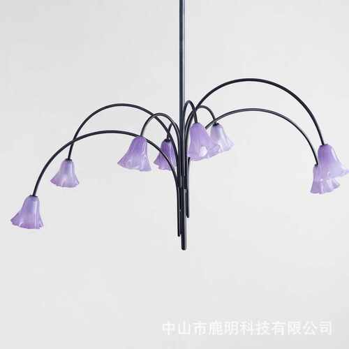 法式复古复刻原色料玻璃客厅吊灯客餐厅吊灯中古设计师卧室花朵灯