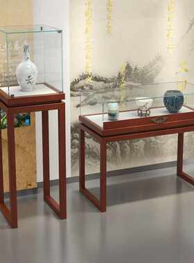 实木珠宝展示柜玻璃透明复古中式烤漆展柜台仿古玉器首饰展示架
