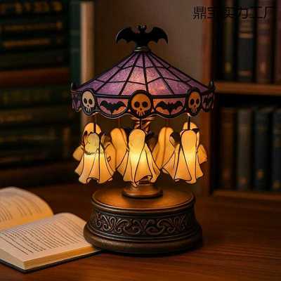 跨境Ghostly Carousel Night Light幽灵旋转木马幽灵旋转木马夜