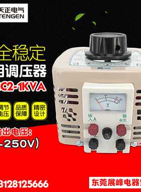 TENGEN/天正 TDGC2-1KVA 单相调压器 1000W 输入220V 可调 0-250V