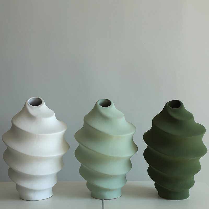 简约家居饰品家饰摆件白色陶瓷花瓶仿真花干花花器工艺品陶瓷花瓶