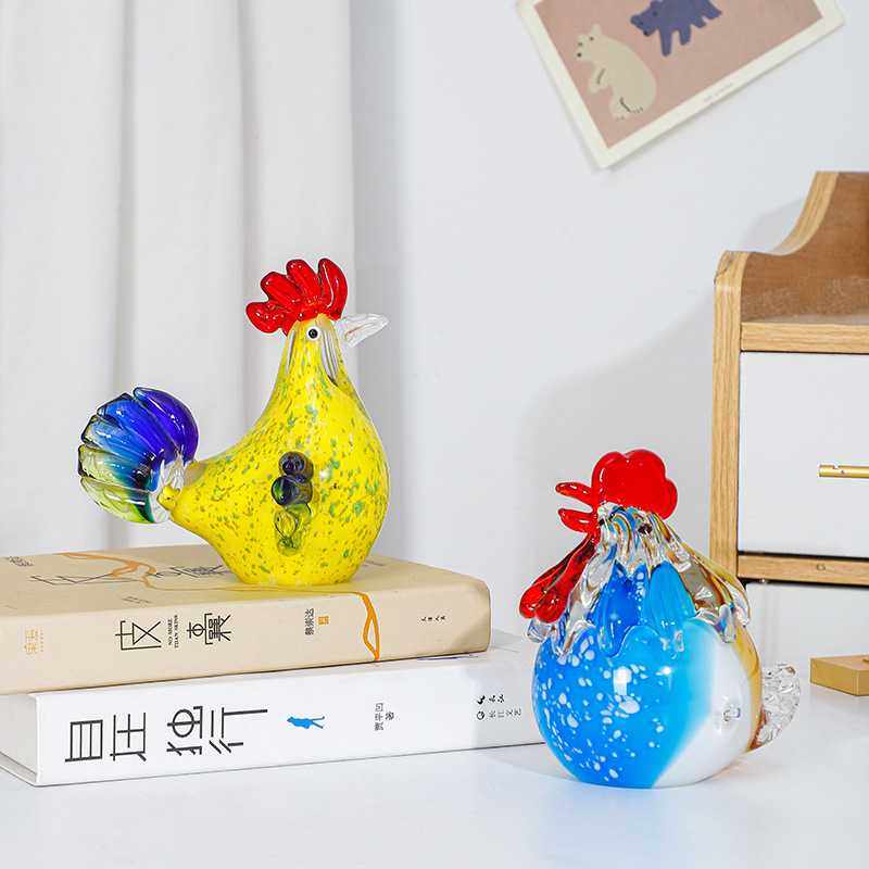 创意彩色玻璃公鸡摆件玻璃鸡书桌电视柜玄关家居桌面装饰工艺品,电子元器件市场,其它元器件,淘宝优惠券,粉丝福利购,淘宝优惠卷