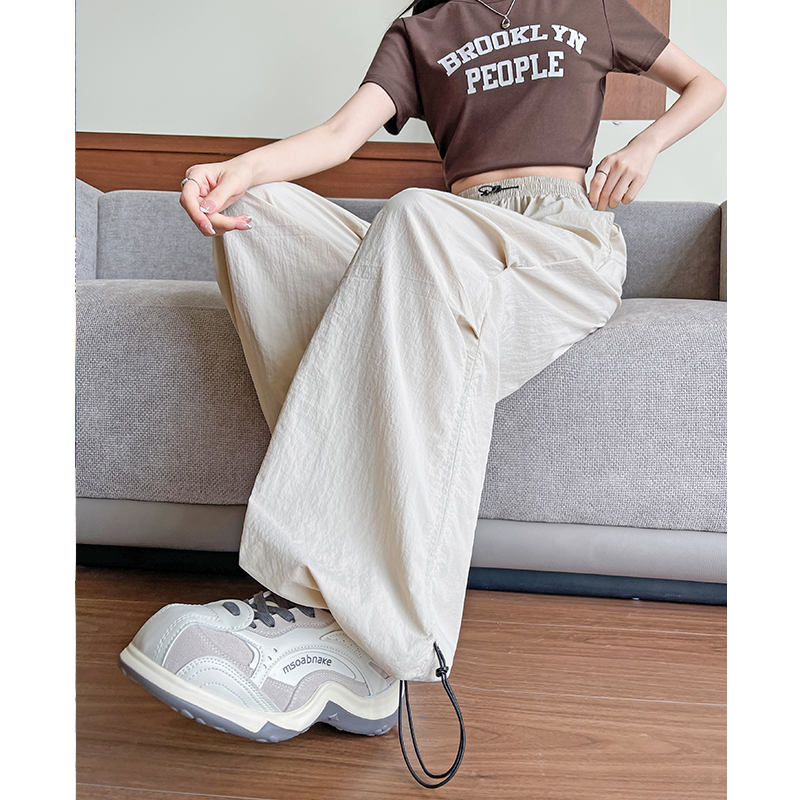 2025年新款夏季薄款高腰显瘦直筒裤女宽松休闲阔腿拖地长裤子