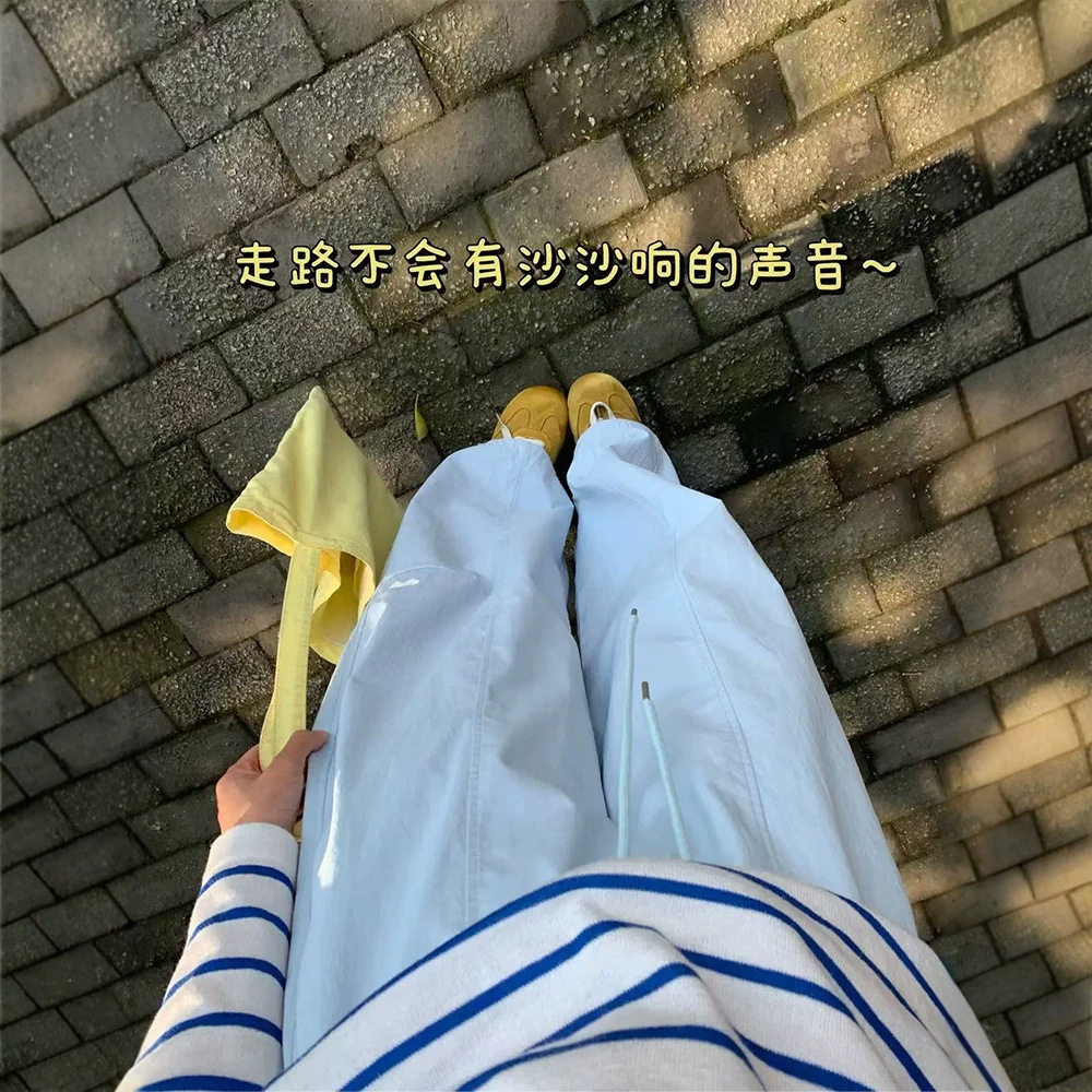 蓝色爱心刺绣工装裤女夏季薄款2026新款高腰宽松显瘦休闲阔腿裤子