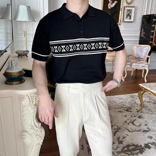 个性 POLO衫 男士 T恤 潮流复古翻领冰丝轻薄针织衫 夏季 摩摹男装 短袖