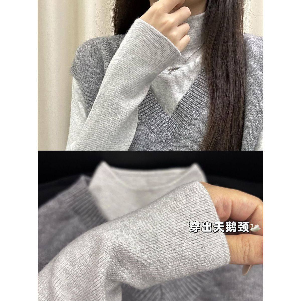 秋冬小立领奶fufu软糯打底针织衫大码胖mm女毛衣韩版简约内搭上衣