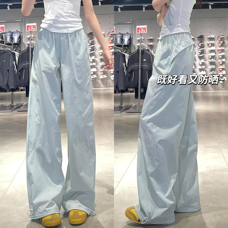 复古速干工装裤女2025新款夏季薄款美式高腰宽松垂感阔腿休闲裤子