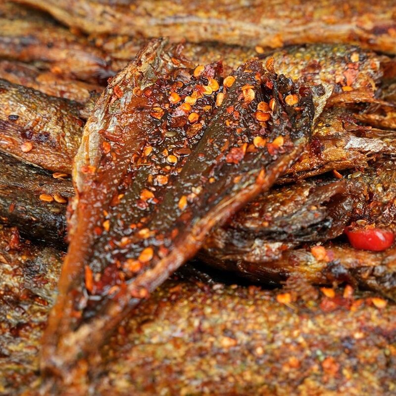 湖南特产香辣手撕鱼干开盖