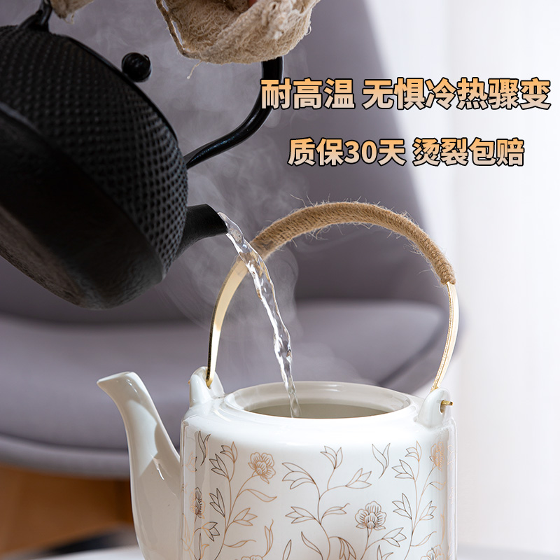 陶瓷冷水壶耐高温m凉水壶大号大容量水壶夏家用装水大壶水杯茶壶