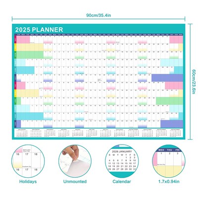 2025 Annual English Planner Wall Calendar Morandi Color Graf