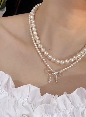 简约蝴蝶结吊坠项炼轻奢法式高级感锁骨炼精致时尚冷淡风颈炼 炼