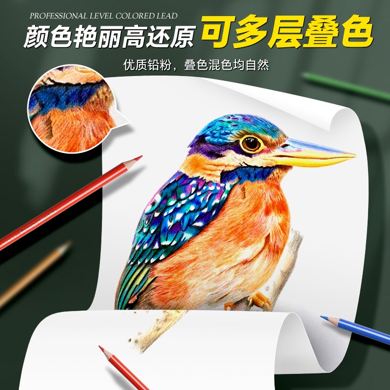 彩铅美术生专用油性彩色铅笔绘画彩铅笔画画动漫初中生专用72色12