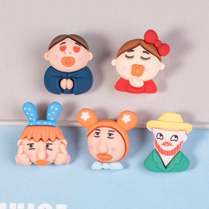 新款卡通搞怪人物如花呆萌大叔树脂配件 diy手机壳贴片车饰摆件