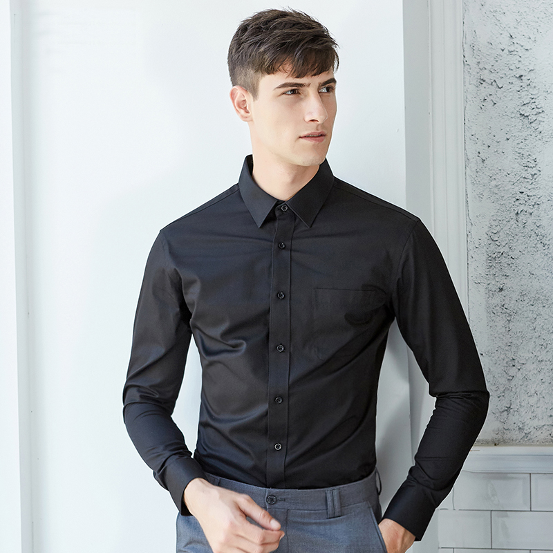 春秋新款高个子195CM衬衫纯白色大码长袖修身职业正装商务衬衣男