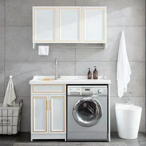 定制加厚全铝合金阳台防水储物柜吊柜挂墙式洗衣柜组合太空铝组合