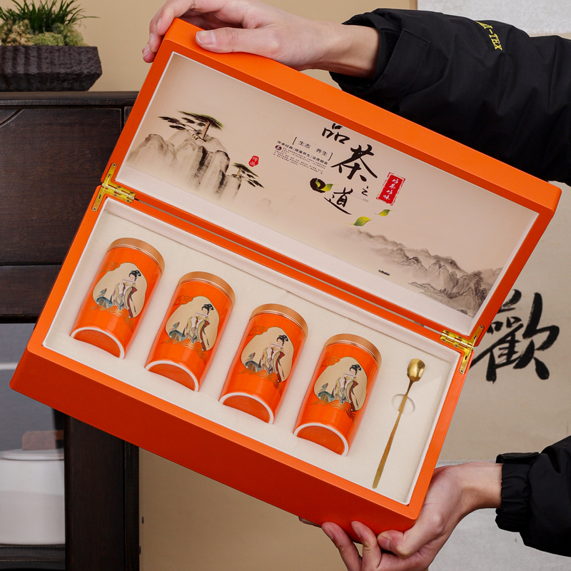 橘红高档礼盒布袋礼品茶叶包装盒小罐茶陶瓷钛合金盖红茶岩茶通用