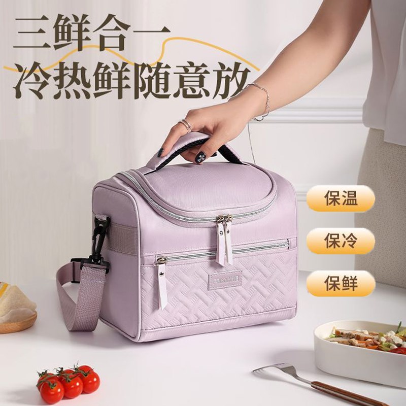 斜跨保温袋大容量饭盒袋便t当手提上班户外保冷冰包加厚防水背奶