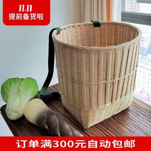 传统竹编背篓加厚加固头层竹皮竹筐椭圆形竹背带可调节手工编筐