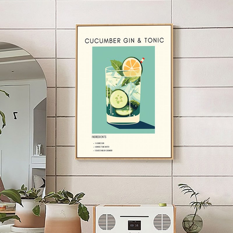 鸡尾酒装饰画餐厅背景墙酒吧咖啡厅壁画现代简约KTV饮品报挂画图片