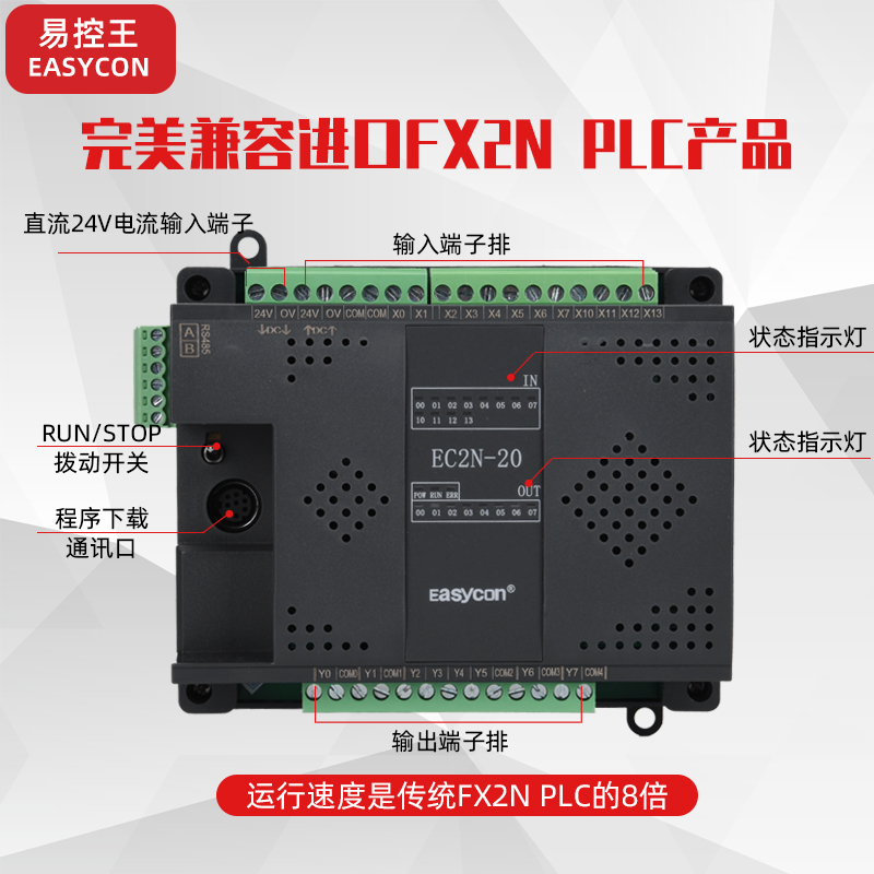易控王PLC20点可编程控器  国产工控板  EC2N/FX2N/TX2N-20