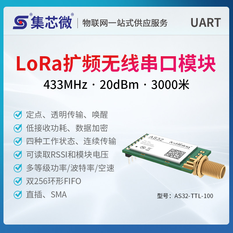 集芯微SX278/LLCC68串口收发43无线通信LoRa模块低功耗更稳定